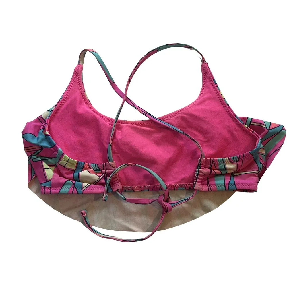 Vineyard Vines Size 6 Bikini Pink Surfboard‎ Abstract Tie Back 2-Piece *Wear*